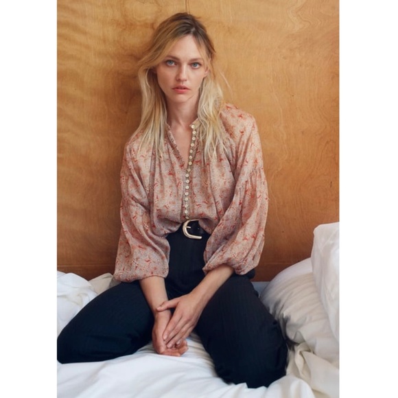 Zara Tops Zara Cropped Print Blouse Poshmark